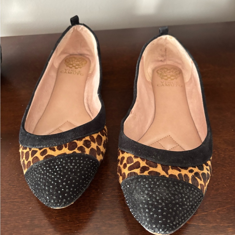Vince Camuto Toker Ballet Flat in Leopard and Black